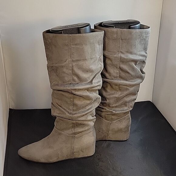 BRAND NEW JUSTFAB POINTED TOE  MID CALF FAUX LEATHER SUEDE  WINTER  BOOT - Picture 8 of 14